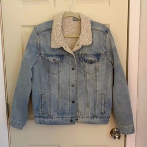Denim jacket with fleece lining